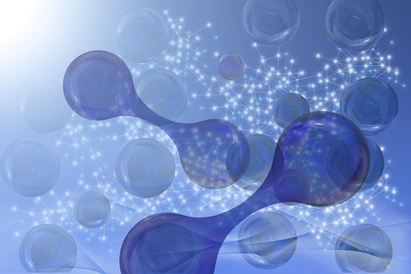Artistic rendering of hydrogen molecules