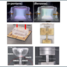 Six image panels showing various applications of fully sintered fused glass devices