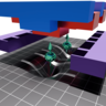 Graphic showing coloured blocks, upward pointing arrows and a contoured surface below.
